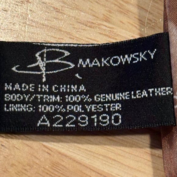 B. Makowsky Mahogany Brown & Black Pebble Leather Shoulder Bag Purse & Dust Bag - Picture 12 of 12